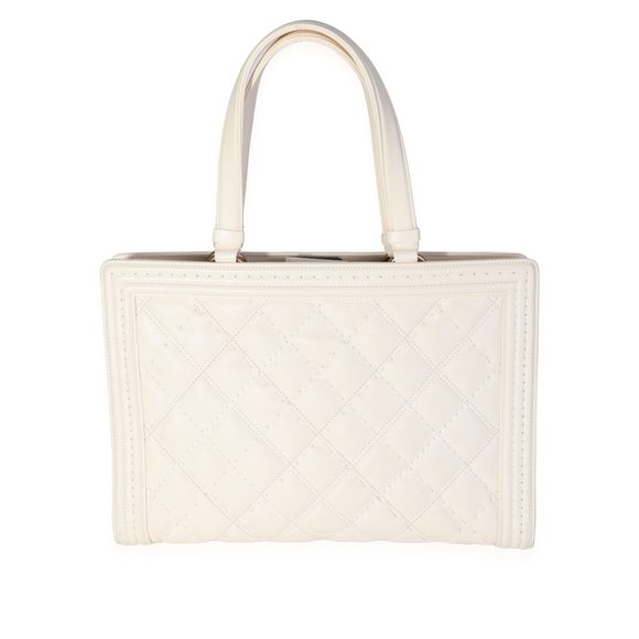 Chanel Cream Large Boy Shopping Tote - Picture 3 of 7